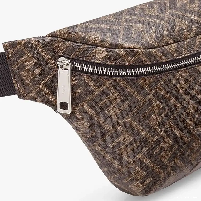 Cheap Motif Belt Bag In FF Fendi Coffee Fabric Brown 0702